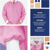 Disposable Lab Jackets; 29" Long. Pack of 10 Pink Hip-Length Work Gowns Small. SMS 50 gsm Shirts wi