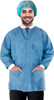 Disposable Lab Jackets; 32 inch Long; Pack of 10 Blue Hip-Length Work Gowns; 50 gsm Shirts with Sna