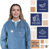 Disposable Lab Jackets; 32 inch Long; Pack of 10 Blue Hip-Length Work Gowns; 50 gsm Shirts with Sna