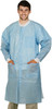 Disposable Lab Coats. Pack of 10 Sky Blue SPP 45 gsm Work Gowns Medium. Protective Clothing with Sn