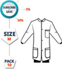 Disposable Lab Coats. Pack of 10 Sky Blue SPP 45 gsm Work Gowns Medium. Protective Clothing with Sn