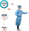 Polyethylene Robes Blue. Pack of 10 Adult Disposable Robes Large. Fluid-Resistant PE Frocks with Lo