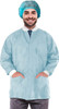 Disposable Lab Jackets; 29" Long. Pack of 10 Sky Blue Hip-Length Work Gowns Small. SMS 50 gsm Shirt