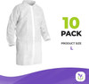 White Lab Coats. Pack of 10 Lab Coat Disposable Large. Medical Gowns Disposable. 50gm/m2 Polypropyl