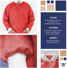 Disposable Lab Jackets; 31" Long. Pack of 100 Red Hip Length Work Gowns Large. SMS 50 gsm Shirts wi