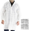 White Disposable Lab Coats for Adults Medium 42' Long; PPE Breathable Disposable Smocks Pack of 30;