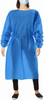 Polyethylene Blue Robes. Pack of 10 Large Adult Waterproof PE Frocks with Long Sleeves; Neck and Wa