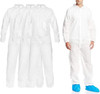 Disposable Gowns 45". Pack of 100 Blue Robes X-Large. 45 gsm Polypropylene Isolation Gown with Long