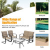 4 Pieces Outdoor Patio Furniture Set with Padded Glider Loveseat and Coffee Table-Brown
