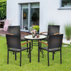 Set of 4 Outdoor Patio PE Rattan Dining Chairs with Powder-coated Steel Frame