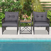 3 Piece Patio Rattan Furniture Set with Acacia Wood Tabletop