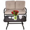 2 Pieces Patio Outdoor Cushioned Coffee Table Seat-Beige