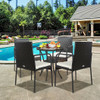 4 Pieces Patio Wicker Rattan Dining Set with Comfy Cushions