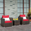 3 Pcs Patio Conversation Rattan Furniture Set with Cushion-Beige