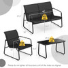 4 Pieces Outdoor Conversation Set with Tempered Glass Coffee Table-Black