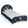 Kids Twin Size Upholstered Platform Bed with Rocket Pattern