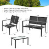 4 PCS Patio Furniture Set Sofa Coffee Table Steel Frame Garden-Gray