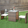 3 Pieces Cushioned Outdoor Wicker Patio Set with No Assembly Needed