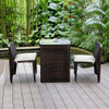 3 Pieces Cushioned Wicker Patio Bistro Set with No Assembly Needed