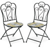 2-Pieces Mosaic Folding Bistro Chairs with Ceramic Tiles Seat