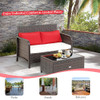 2 Pieces Wicker Loveseat Set with Coffee Table