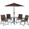 4 Pieces Folding Dining Chairs with Steel Armrests and Sling Back