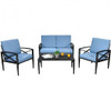 4 Pieces Patio Furniture Set Aluminum Frame Cushioned Sofa