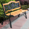 Garden Bench Chair Outdoor Wooden Loveseat with Iron Armrest