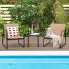 3 Pieces Patio Conversation Set with Breathable Fabric and Tabletop-Brown