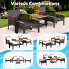 5 Pieces Patio Rattan Furniture Set with Acacia Wood Table