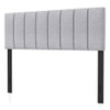 Linen Upholstered Headboard with Solid Wood Legs and Adjustable Width-Gray
