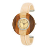 Brenna Beige Wood Inspired Leather Cuff Watch