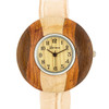 Brenna Beige Wood Inspired Leather Cuff Watch