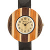 Brenna Black Wood Inspired Leather Cuff Watch