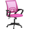 Pink Modern Mid-Back Ergonomic Mesh Office Desk Chair with Armrest on Wheels