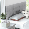 Linen Upholstered Headboard with Solid Rubber Wood Legs-Gray