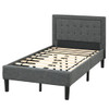 Twin Size Upholstered Bed Frame with Button Tufted Headboard