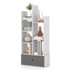 7-Tier Open-Back Bookshelf with Drawer-White