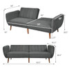 Convertible Futon Sofa Bed Adjustable Couch Sleeper with Wood Legs-Gray