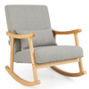 Upholstered Rocking Chair with Pillow and Rubber Wood Frame-Gray