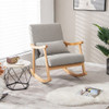 Upholstered Rocking Chair with Pillow and Rubber Wood Frame-Gray