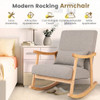 Upholstered Rocking Chair with Pillow and Rubber Wood Frame-Gray