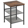 3-Tier Industrial End Table with Mesh Shelves and Adjustable Shelves