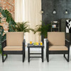 3 Pieces Patio Rattan Bistro Cushioned Furniture Set