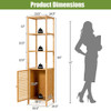 4 Tiers Slim Bamboo Floor Storage Cabinet with Shutter Door and Anti-Toppling Device-Natural