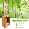 4 Tiers Slim Bamboo Floor Storage Cabinet with Shutter Door and Anti-Toppling Device-Natural