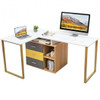 87 Inch 2 Person Adjustable L-Shaped Computer Desk