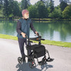 Folding Rollator Walker with Seat and Wheels Supports up to 300 lbs-Black