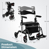 Folding Rollator Walker with Seat and Wheels Supports up to 300 lbs-Black