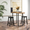 Set of 2 24 Inch Counter Height Stools with Solid Wood Legs-Gray